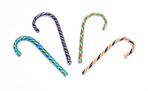 McFadden Art Glass Candy Canes (Blue and Green, Purple and Black, Red and Green, Orange and Black)