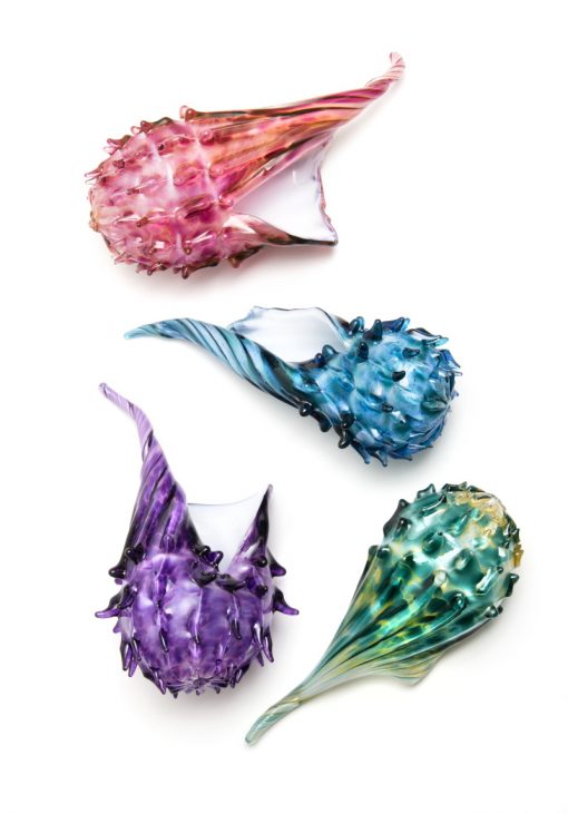 McFadden Art Glass Conch Shells (Fuchsia, Aqua, Amethyst, Lagoon)