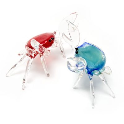 McFadden Art Glass Crabs (red, blue)
