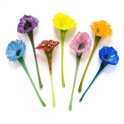McFadden Art Glass Flowers (Aqua, Amethyst, Red, Yellow, Pink, Orange, Blue)