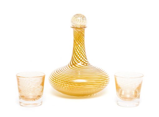 McFadden Art Glass Gold Topaz Cane Decanter Set