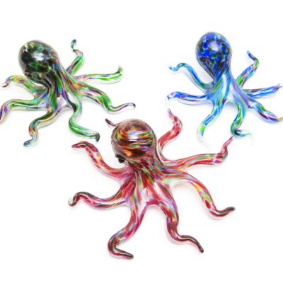 McFadden Art Glass Octopus (Green mix, Ruby mix, Blue mix)