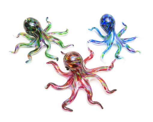 McFadden Art Glass Octopus (Green mix, Ruby mix, Blue mix)