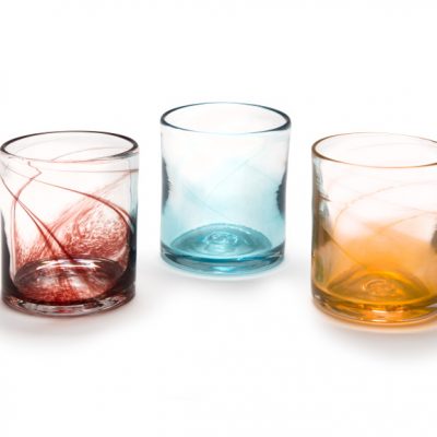 McFadden Art Glass Rocks Glasses (Ruby, Aqua, Gold Topaz)