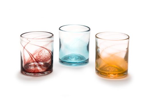 McFadden Art Glass Rocks Glasses (Ruby, Aqua, Gold Topaz)