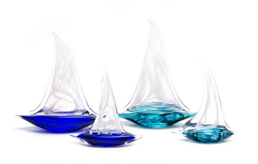 McFadden Art Glass Sailboats (Lg Cobalt, Sm Cobalt, Lg Aqua, Sm Aqua)