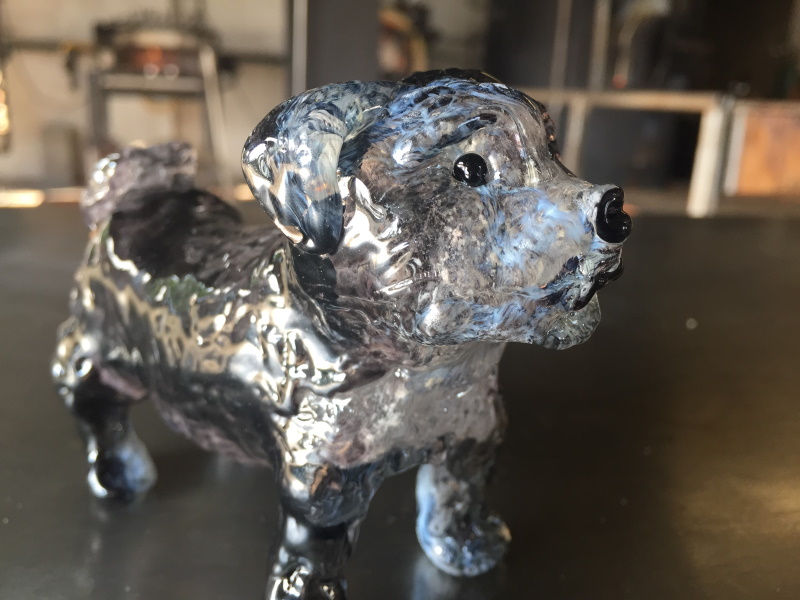 McFadden Art Glass memorial dog grey 2