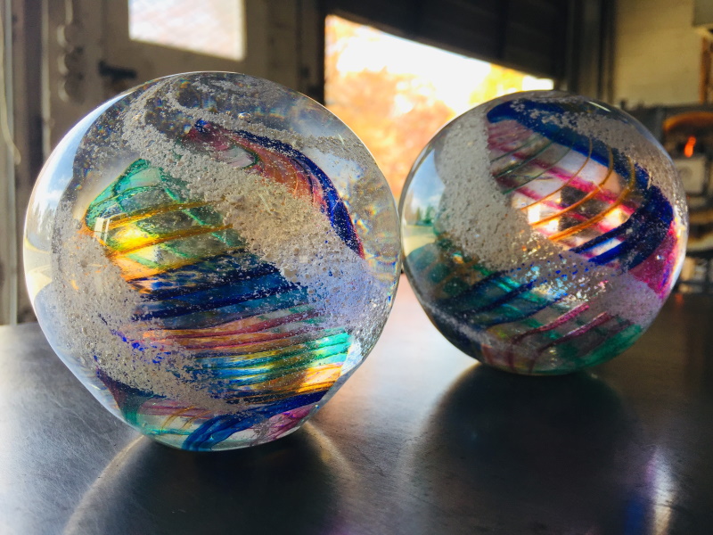 McFadden Art Glass memorial spheres 2