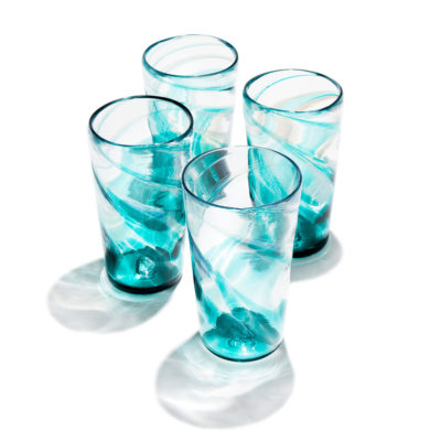 Hand-Blown Pint Glass Set Aqua