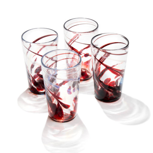 Hand-Blown Pint Glass Set Ruby Red