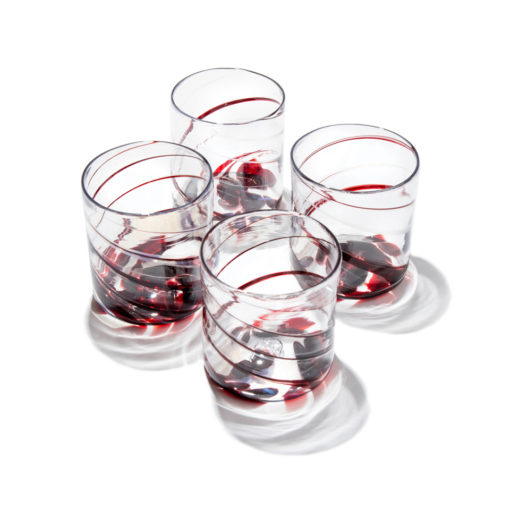 Hand-Blown Rocks Glasses Ruby Red