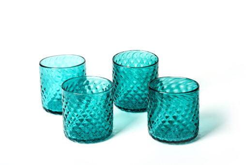 McFadden Art Glass pineapple rocks glasses aqua