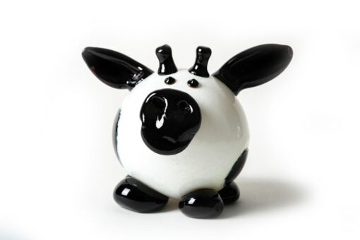 McFadden Art Glass black and white cow front