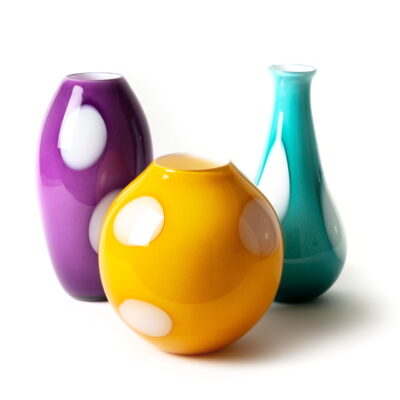 McFadden Art Glass polka dot vases