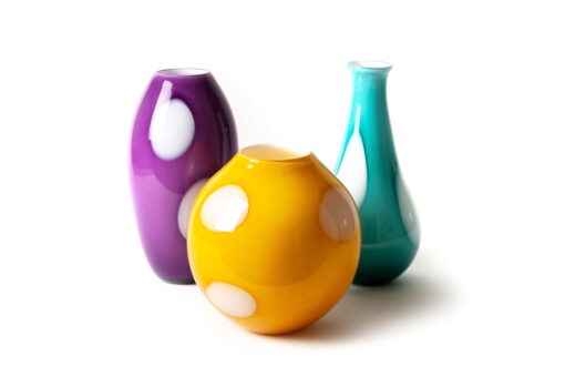 McFadden Art Glass polka dot vases